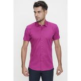 Efor Erkek Slim Fit Fuşya Kısa Kollu Gömlek G 1474