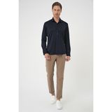 Efor Erkek Slim Fit Gizli Düğme Yakalı Esnek Pamuk Lacivert Gömlek G 1583 - XL