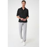 Efor Erkek Slim Fit Gofre Kumaş Desenli Uzun Kollu Siyah Gömlek G 1592 - 4XL