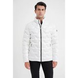 Efor Erkek Slim Fit Hakim Yaka Yan Cepli Kaz Tüyü Beyaz Şişme Mont MT 175 - 2XL