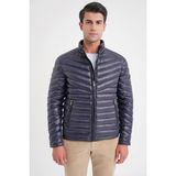 Efor Erkek Slim Fit Hakim Yaka Yan Cepli Kaz Tüyü Lacivert Şişme Mont MT 176 - 3XL