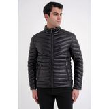 Efor Erkek Slim Fit Hakim Yaka Yan Cepli Kaz Tüyü Siyah Şişme Mont MT 176