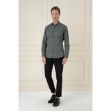 Efor Erkek Slim Fit Kazayağı Desenli %100 Pamuklu Casual Gri Gömlek G 1585