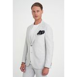 Efor Erkek Slim Fit Kırlangıç Yaka Balıksırtı Desen Spor Açık Gri Ceket C 702 - 62