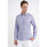 Efor Erkek Slim Fit Klapa Yaka Esnek Pamuklulu Gri Çizgili Gömlek G 1599