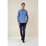 Efor Erkek Slim Fit Koyu Mavi Klasik Gömlek GK 748