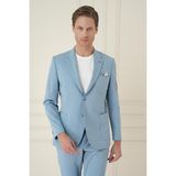 Efor Erkek Slim Fit Mono Yaka Çift Yırtmaç Torba Cep Casual Havacı Mavi Ceket C 697 - Havacı - Mavi - 52