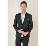 Efor Erkek Slim Fit Mono Yaka Çift Yırtmaç Torba Cep Casual Siyah Ceket C 697 - 50