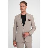 Efor Erkek Slim Fit Mono Yaka Fleto Cepli Çift Yırtmaçlı Casual Vizon Ceket C 710 - 58