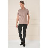 Efor Erkek Slim Fit Pamuklu Koyu Bej Tişört Ts 885 - 2XL