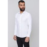 Efor Erkek Slim Fit Pamuklu Saten Klasik Beyaz Gömlek Gk 604 - XL