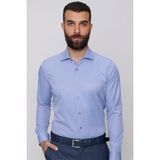 Efor Erkek Slim Fit Pamuklu Saten Klasik Mavi Gömlek Gk 604