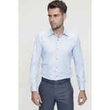 Efor Erkek Slim Fit Pamuklu Saten Klasik Mavi Gömlek Gk 624