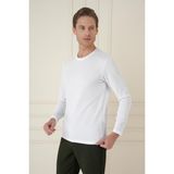 Efor Erkek Slim Fit Pamuklu Uzun Kollu Beyaz T-Shirt TS 889