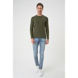 Efor Erkek Slim Fit Pamuklu Uzun Kollu Haki T-Shirt TS 887