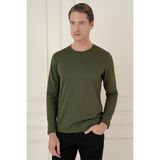 Efor Erkek Slim Fit Pamuklu Uzun Kollu Haki T-Shirt TS 889