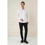 Efor Erkek Slim Fit Pamuklu Uzun Kollu Klasik Beyaz Gömlek Gk 745