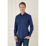 Efor Erkek Slim Fit Pamuklu Uzun Kollu Klasik Lacivert Gömlek Gk 745