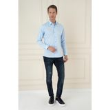 Efor Erkek Slim Fit Pamuklu Uzun Kollu Klasik Mavi Gömlek Gk 745 - 3XL