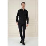 Efor Erkek Slim Fit Pamuklu Uzun Kollu Klasik Siyah Gömlek Gk 745