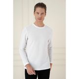 Efor Erkek Slim Fit Pamuklu Uzun Kollu Polo Yaka Beyaz T-Shirt TS 891