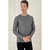 Efor Erkek Slim Fit Pamuklu Uzun Kollu Polo Yaka Gri T-Shirt TS 891