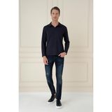 Efor Erkek Slim Fit Pamuklu Uzun Kollu Polo Yaka Lacivert T-Shirt TS 890