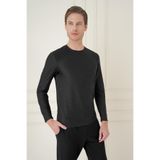 Efor Erkek Slim Fit Pamuklu Uzun Kollu Polo Yaka Siyah T-Shirt TS 891