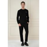 Efor Erkek Slim Fit Pamuklu Uzun Kollu Siyah T-Shirt TS 888 - 2XL