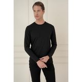 Efor Erkek Slim Fit Pamuklu Uzun Kollu Siyah T-Shirt TS 889 - 3XL