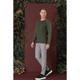 Efor Erkek Slim Fit Pileli Beli Lastikli Pötikareli Esnek Pamuk Gri Pantolon P 1141 - 3XL