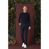 Efor Erkek Slim Fit Pileli Beli Lastikli Pötikareli Esnek Pamuk Lacivert Pantolon P 1141 - 4XL