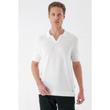 Efor Erkek Slim Fit Polo Yaka Kısa Kol %100 Pamuk Beyaz Triko Kazak Tr 868 - XL