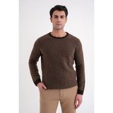 Efor Erkek Slim Fit Renkli Ribanalı Kahverengi Vizon Yünlü Bisiklet Yaka Triko Kazak TR 890 - Kahverengi - Vizon
