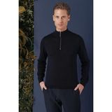 Efor Erkek Slim Fit Ribanalı Fermuarlı Yarım Balıkçı Yünlü Lacivert Triko Kazak Kazak TR 861