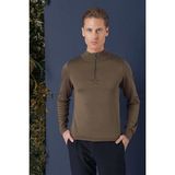 Efor Erkek Slim Fit Ribanalı Fermuarlı Yarım Balıkçı Yünlü Tütün Triko Kazak Kazak TR 861