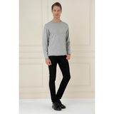 Efor Erkek Slim Fit Ribanalı Gri Yünlü Bisiklet Yaka Triko Kazak TR 875 - 2XL