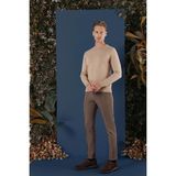 Efor Erkek Slim Fit Ribanalı Yünlü Bisiklet Bej Triko Kazak TR 858 - XL