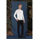 Efor Erkek Slim Fit Ribanalı Yünlü Bisiklet Ekru / Kırık Beyaz Triko Kazak TR 858