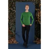 Efor Erkek Slim Fit Ribanalı Yünlü Bisiklet Yeşil Triko Kazak TR 858