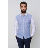 Efor Erkek Slim Fit Saks Mavi Pamuklu Gömlek G 1481