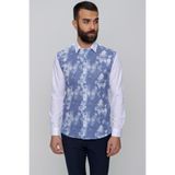 Efor Erkek Slim Fit Saks Mavi Pamuklu Gömlek G 1482