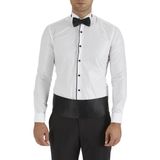 Efor Erkek Slim Fit Siyah Biyeli Ata Yaka Beyaz Damatlık Smokin Gömlek Gk 323 - XL