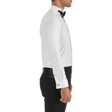 Efor Erkek Slim Fit Siyah Biyeli Ata Yaka Beyaz Damatlık Smokin Gömlek Gk 323 - XS