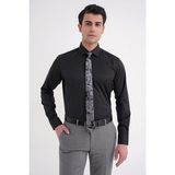 Efor Erkek Slim Fit Siyah Gömlek GK 752 - 4XL