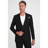Efor Erkek Slim Fit Torba Cep Esnek Pamuk Düz Siyah Blazer Ceket C 712 - 48