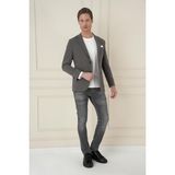 Efor Erkek Slim Fit Torba Cep Esnek Spandex Karışımlı Düz Koyu Haki Blazer Ceket C 696 - 46