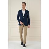 Efor Erkek Slim Fit Torba Cep Esnek Spandex Karışımlı Düz Lacivert Blazer Ceket C 696 - 44