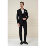 Efor Erkek Slim Fit Torba Cep Esnek Spandex Karışımlı Düz Siyah Blazer Ceket C 696 - 52