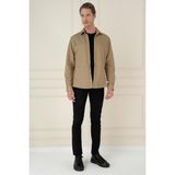 Efor Erkek Slim Fit Yan Cepli Çıtçıtlı Kapitone Dokuma Camel Gömlek Ceket G 1581 - 3XL